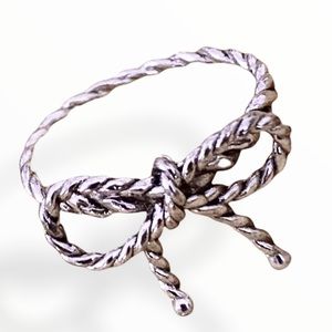 Sterling Silver Textured Bow Ring Size 9.5